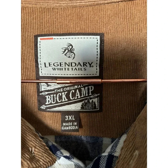 Buck Camp Legendary Whitetails Mens Button Down Flannel Shirt Blue Sz 3XL - Picture 8 of 9